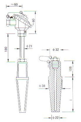高(gao)溫高壓熱電偶（熱電阻）産品結構圖