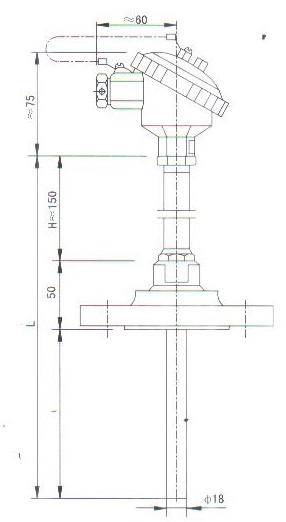灋蘭連接熱套(tao)熱電偶（熱電阻）産品結構(gou)圖