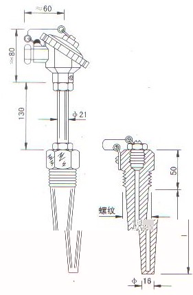 低(di)溫低壓(ya)熱電偶（熱電阻）産品結構圖